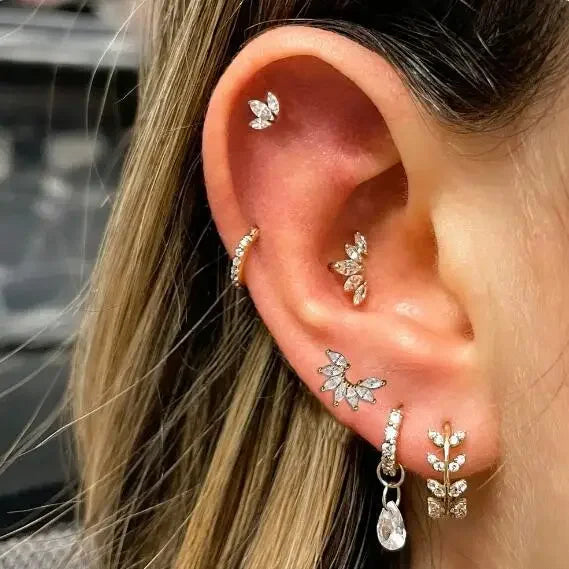 2026 Stainless Steel Stud Women Girl Crown Zircon Pendant Tragus Ear Cartilage Daith Septum Piercing Earring Helix Y2k Jewelry