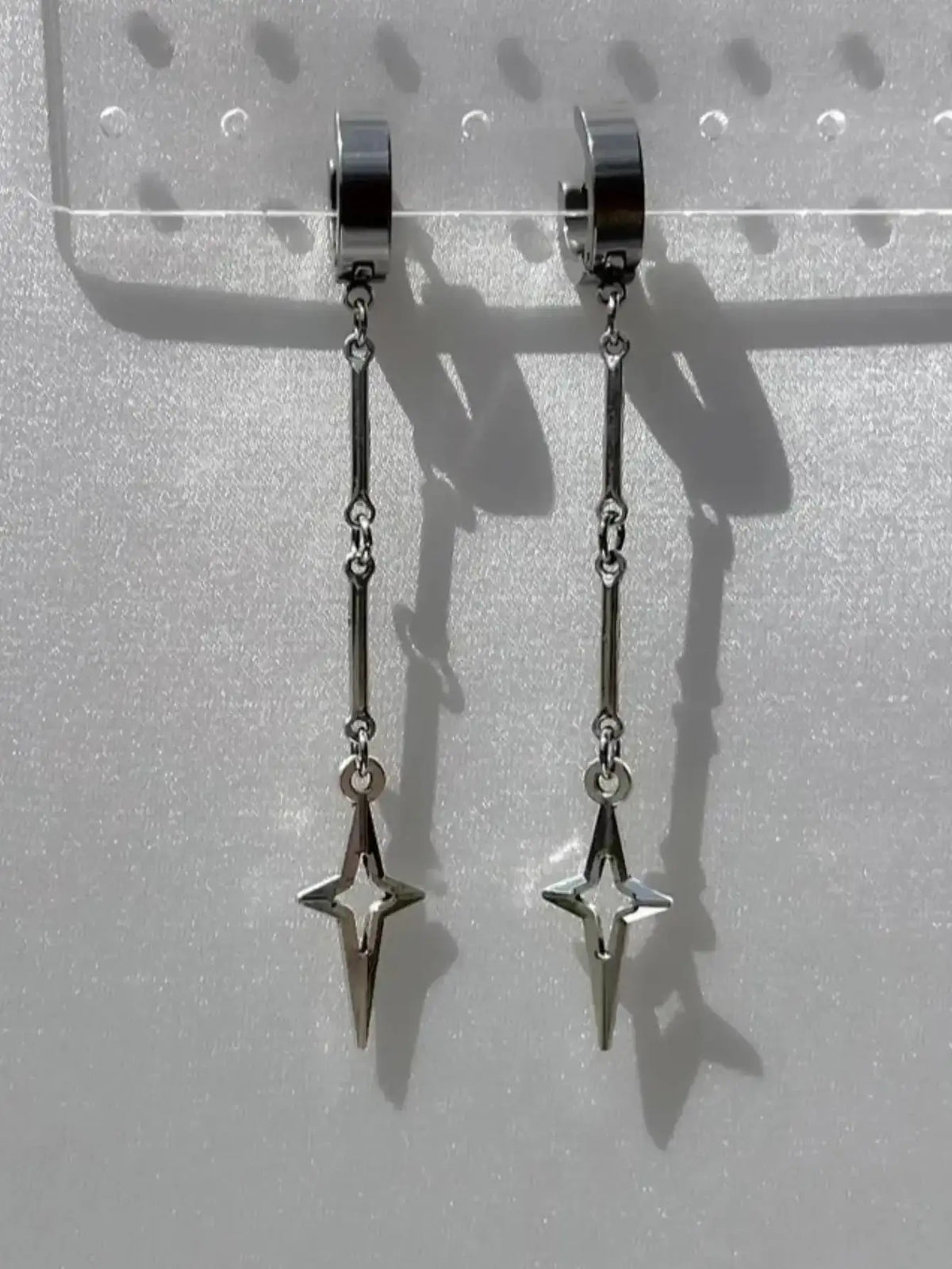 1pair Gothic Jewelry Cross Star Drop Earrings Punk Charms Stitching Rivet Earrings For Women Korean Fashion Accessories